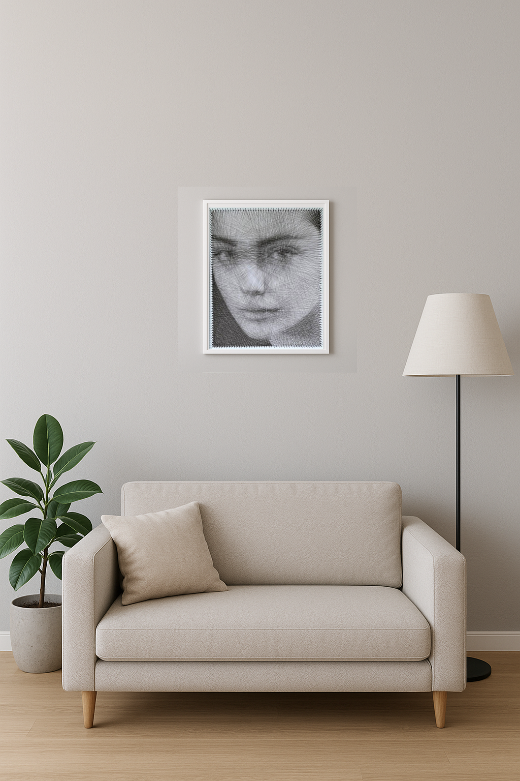 Fadenbild nach deinem Foto | Personalisierte String Art Vorlage | Kreatives Bastelset mit Nägeln, Faden & Holzplatte | DIY Geschenkidee – Bild 3